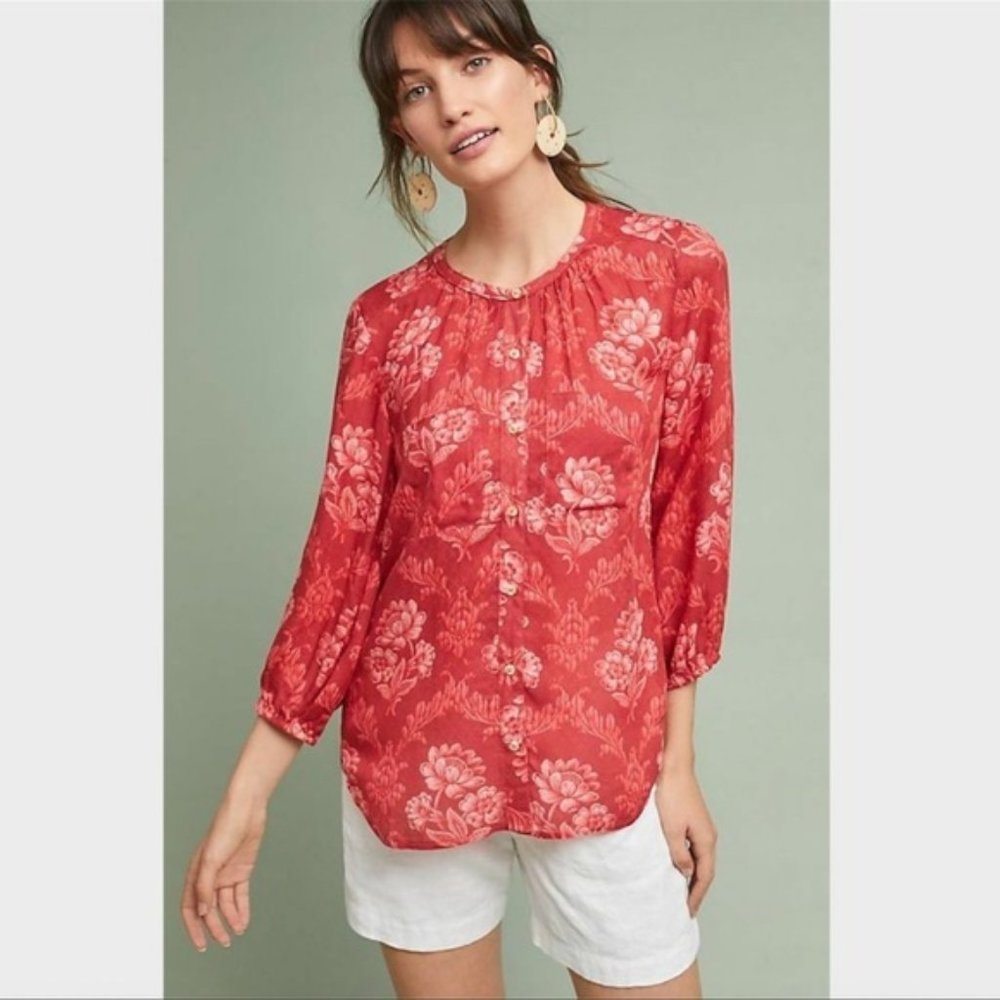 Anthropologie Akemi + Kin Coconino Floral Printed Top Sz Small